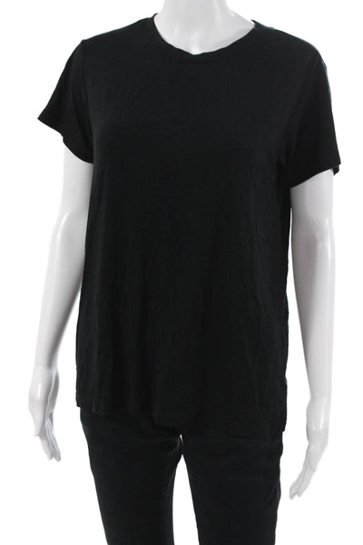 Something Navy Women Black Basic Crew Neck Short Sleeve T-Shirt Size S