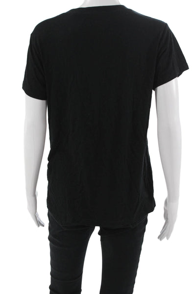 Something Navy Women Black Basic Crew Neck Short Sleeve T-Shirt Size S