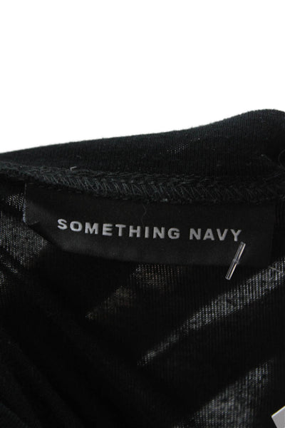 Something Navy Women Black Basic Crew Neck Short Sleeve T-Shirt Size S
