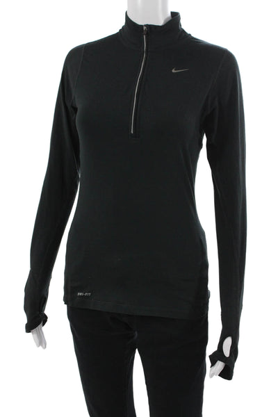 Nike Womens Black Mock Neck Long Sleeve Zip Jacket Size XS