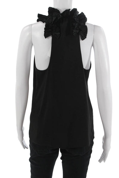 Robbi & Nikki Womens High Neck Sleeveless Cotton Tank Black Drawstring Size XS