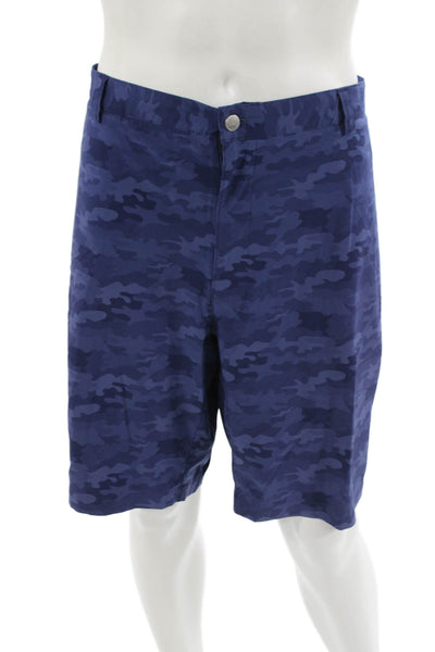 Peter Millar Mens Bermuda Shorts Dark Blue Camouflage Polyester Spandex Size 42