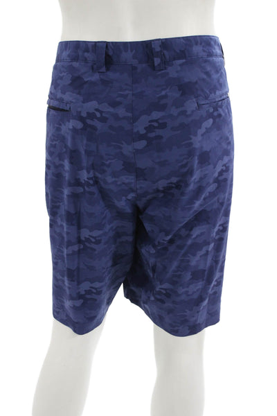 Peter Millar Mens Bermuda Shorts Dark Blue Camouflage Polyester Spandex Size 42