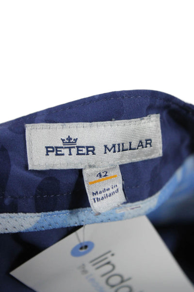 Peter Millar Mens Bermuda Shorts Dark Blue Camouflage Polyester Spandex Size 42