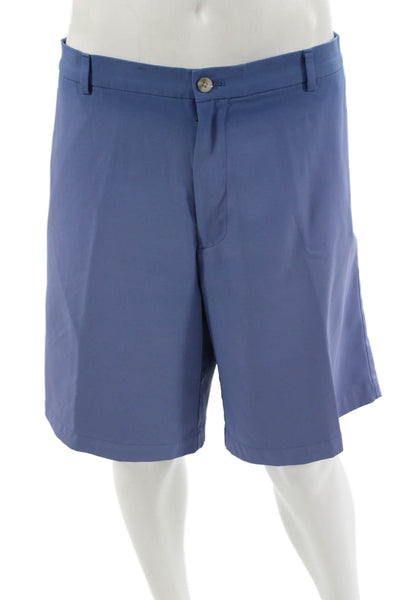 Peter Millar Mens Chino Shorts Blue Polyester Button Size 42