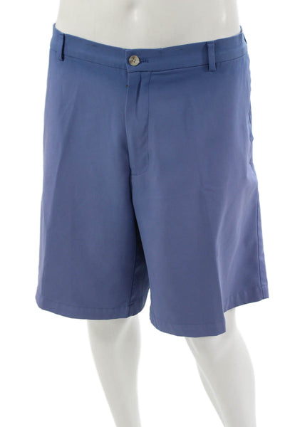 Peter Millar Mens Chino Shorts Blue Polyester Button Size 42