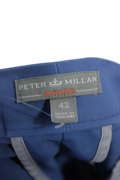 Peter Millar Mens Chino Shorts Blue Polyester Button Size 42