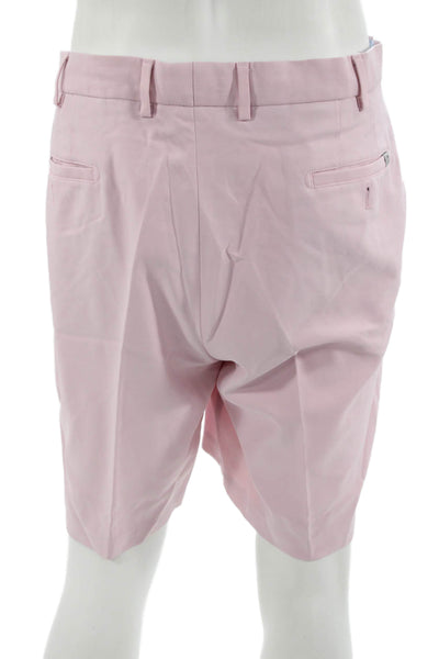 Peter Millar Mens Bermuda Chino Shorts Pink 100% Polyester Button Size 42