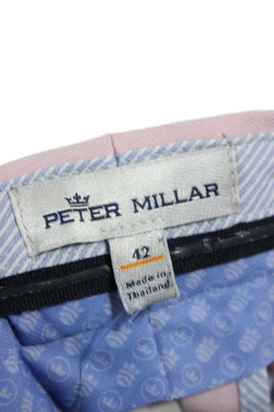 Peter Millar Mens Bermuda Chino Shorts Pink 100% Polyester Button Size 42
