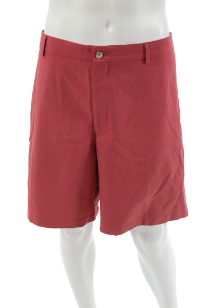 Peter Millar Mens Red Chino Shorts 100% Polyester Solid Big & Tall Size 42