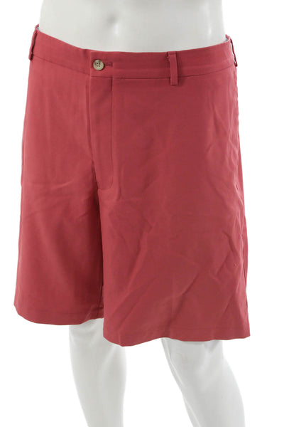 Peter Millar Mens Red Chino Shorts 100% Polyester Solid Big & Tall Size 42