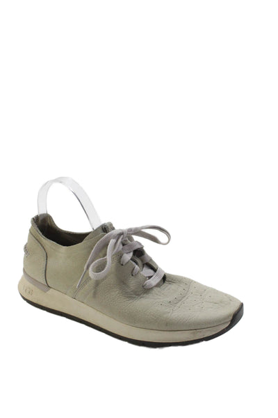 Ugg Women's Leather Lace Up Rubber Sole Sneakers Gray Size 10