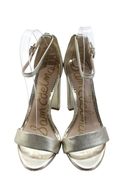 Sam Edelman Womens Leather Ankle Strap Yaro Sandal Heels Gold Size 7 Medium