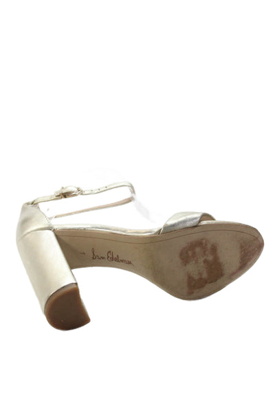 Sam Edelman Womens Leather Ankle Strap Yaro Sandal Heels Gold Size 7 Medium