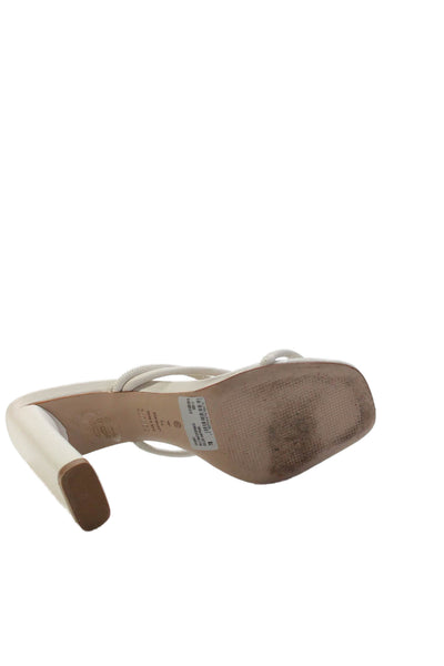 Schutz Womens Leather Strappy Slide On Sandal Heels White Size 7 B