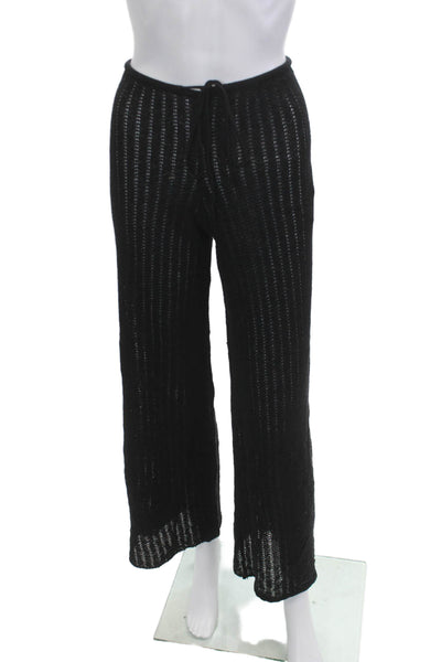 MNG Womens Black Striped Drawstring Pants 84% Cotton Size M
