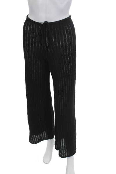 MNG Womens Black Striped Drawstring Pants 84% Cotton Size M