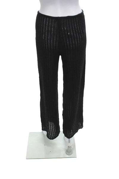 MNG Womens Black Striped Drawstring Pants 84% Cotton Size M