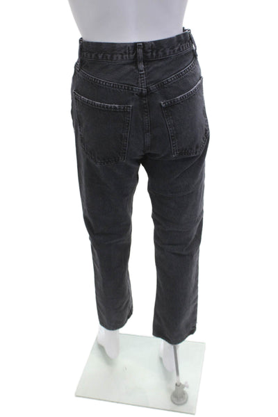 Agolde Unisex Cropped Straight High Rise Jeans Dark Gray Organic Cotton Size 25