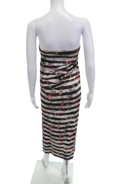 Nicole Miller Womens Bodycon Maxi Dress Sleeveless Black Floral Striped Size PP