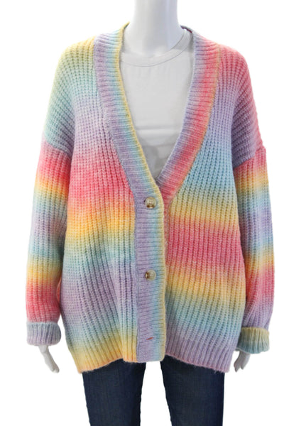 BLANKNYC Unisex Multi Color Striped V-Neck Cardigan Long Sleeve Size M