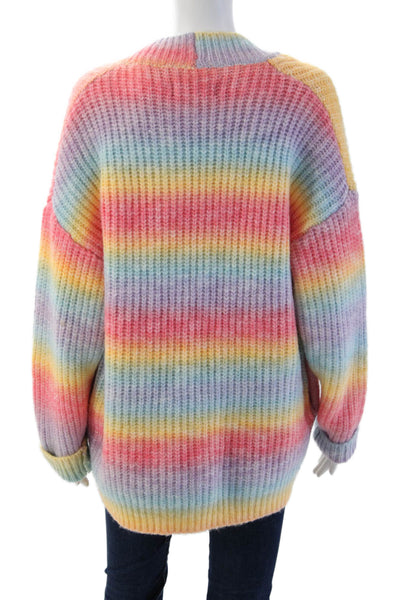 BLANKNYC Unisex Multi Color Striped V-Neck Cardigan Long Sleeve Size M