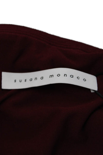 Susana Monaco Women Red Long Sleeve Blouse Nylon Spandex Size M