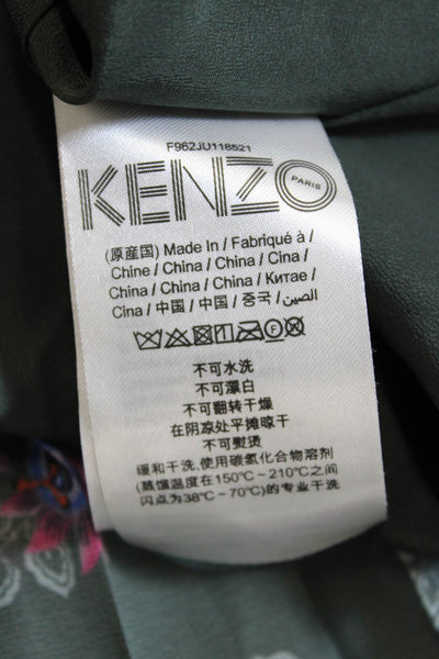 Kenzo Women Green Floral Pleated Knee Length Skirt Size 42