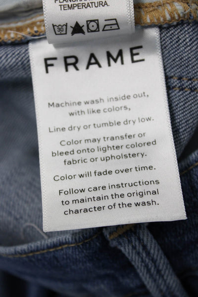 Frame Women Cropped Straight Jeans Blue Mid Rise Button Size 24