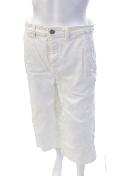Everlane Unisex White Cropped Capri Pants Cotton Button Size 8