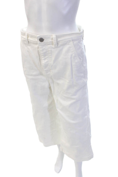 Everlane Unisex White Cropped Capri Pants Cotton Button Size 8