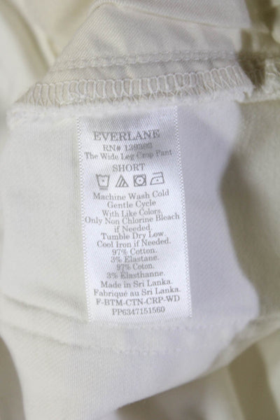 Everlane Unisex White Cropped Capri Pants Cotton Button Size 8