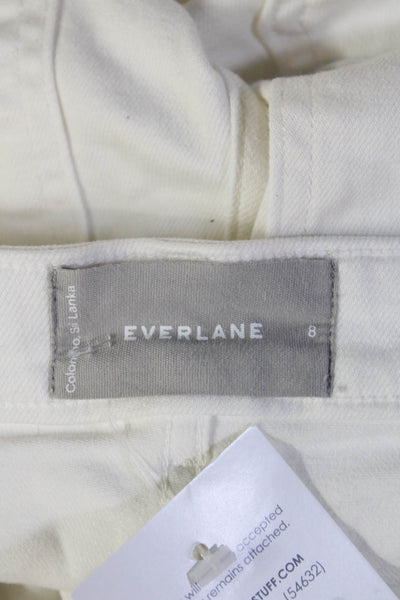 Everlane Unisex White Cropped Capri Pants Cotton Button Size 8