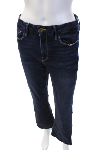 Frame Women High Waist Bootcut Jeans Dark Blue Button Fly Designer Size 31