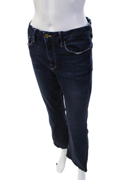 Frame Women High Waist Bootcut Jeans Dark Blue Button Fly Designer Size 31