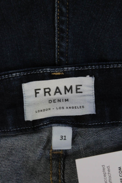 Frame Women High Waist Bootcut Jeans Dark Blue Button Fly Designer Size 31