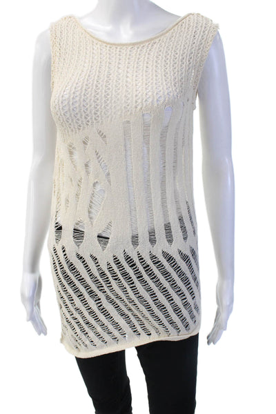 Zara Womens Bohemian Tunic Tank Beige Sleeveless Round Neck Size M