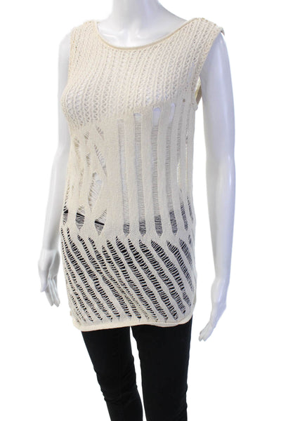 Zara Womens Bohemian Tunic Tank Beige Sleeveless Round Neck Size M