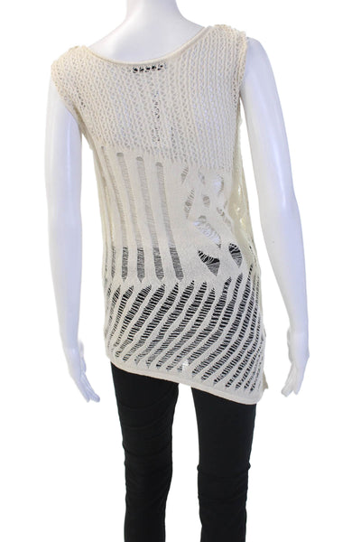 Zara Womens Bohemian Tunic Tank Beige Sleeveless Round Neck Size M