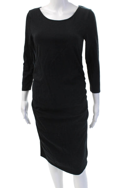 Isabel Womens Bodycon Sheath Black Maternity Dress 3/4 Sleeve Mid-Calf Size S