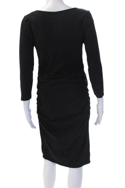 Isabel Womens Bodycon Sheath Black Maternity Dress 3/4 Sleeve Mid-Calf Size S