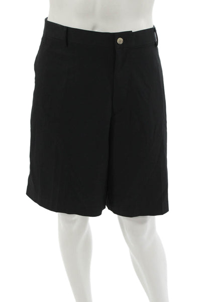 Peter Millar Mens Chino Shorts Black Polyester Button Classic Size 42