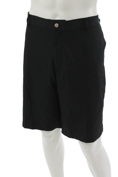 Peter Millar Mens Chino Shorts Black Polyester Button Classic Size 42