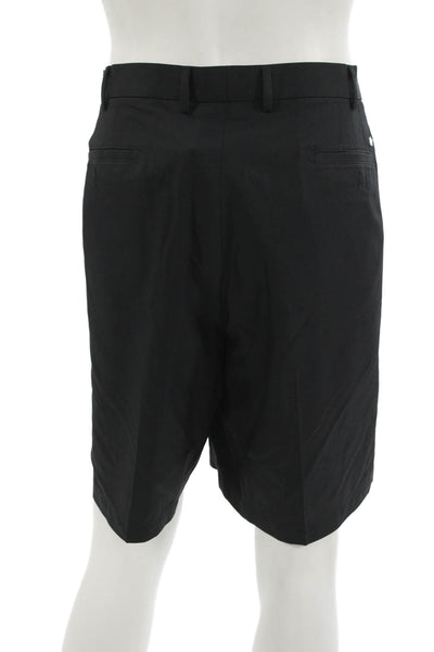Peter Millar Mens Chino Shorts Black Polyester Button Classic Size 42