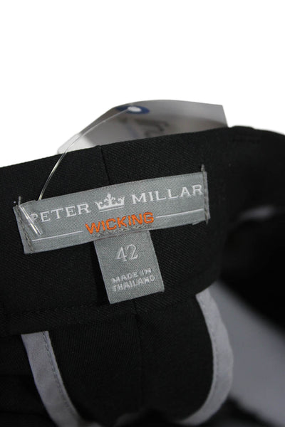 Peter Millar Mens Chino Shorts Black Polyester Button Classic Size 42