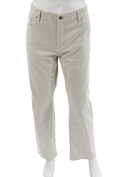 AG Adriano Goldschmied Mens Chino Khaki Pants Beige Button 34 Inseam Size 38