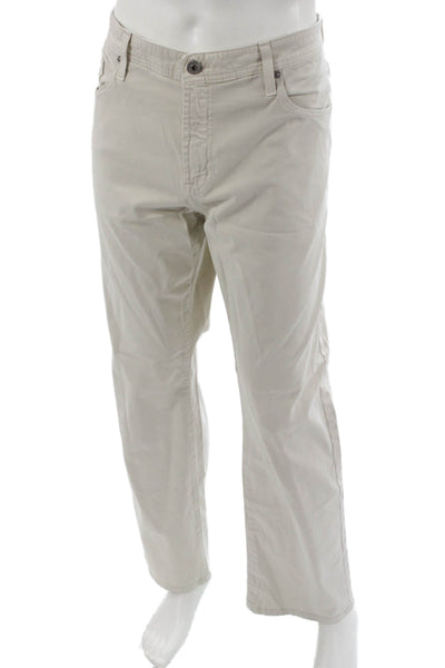 AG Adriano Goldschmied Mens Chino Khaki Pants Beige Button 34 Inseam Size 38