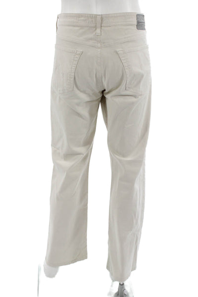 AG Adriano Goldschmied Mens Chino Khaki Pants Beige Button 34 Inseam Size 38