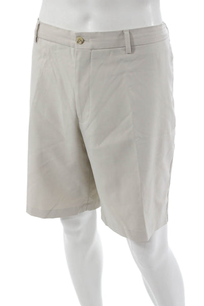 Peter Millar Mens Bermuda Chino Shorts Beige Polyester Button Classic Size 42
