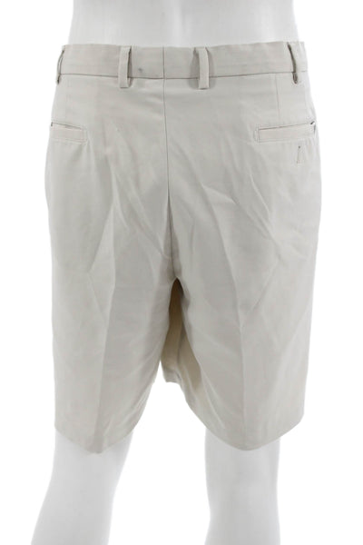Peter Millar Mens Bermuda Chino Shorts Beige Polyester Button Classic Size 42